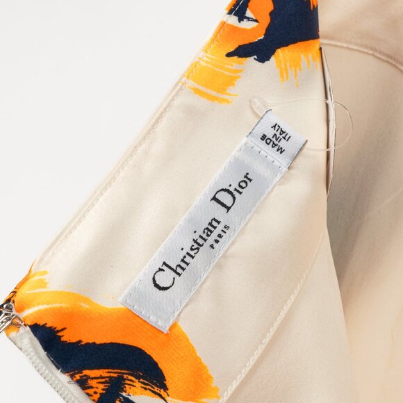 Christian Dior White Silk Floral-Print Pencil Skirt - Picture 8 of 11